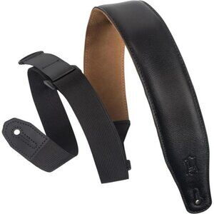 Black Leather Guitar Strap Adjustable Padded Suede Back for Electric Acoustic
